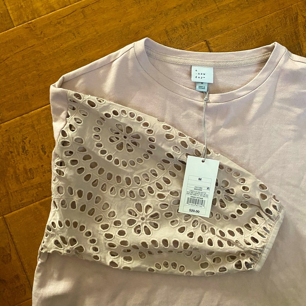Beige Shirt 3/4 length Sleeve with Eyelets